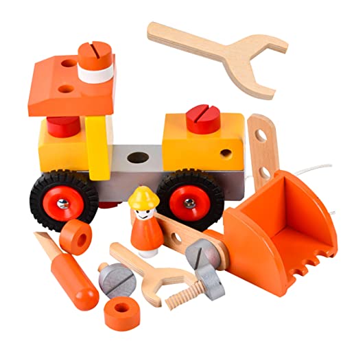 KOMBIUDA Bagger Technisches Fahrzeugmodell Zusammengebautes Holzspielzeug Jungen Geburtstagsgeschenk Demontage Und Montagespielzeug Kognitives Spielzeug Pädagogisches Spielzeug von KOMBIUDA