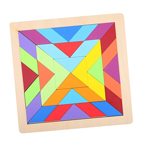 KOMBIUDA Buntes Holz Geometry Puzzle für Logisches Denkspiel mit Bodenplatten Fördert Frühkindliches Lernen und Kreative Kognitive Entwicklung Montessori Lernspielzeug von KOMBIUDA