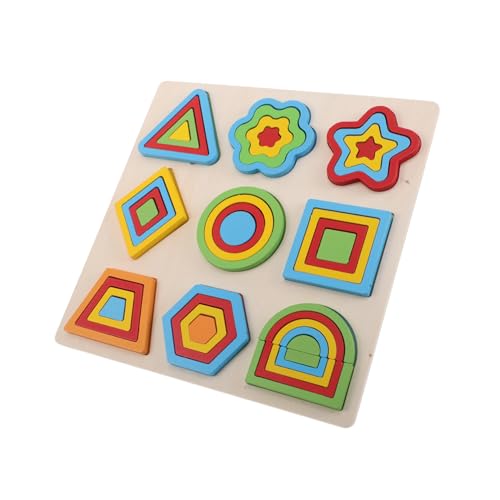 KOMBIUDA Buntes Holzpuzzle für Kleinkinder mit Geometrischen Formen Pädagogisches Steckspielzeug Feinmotorik Kreativem Denken und Frühem Zählen Sicher für Junge Mädchen und Vorschulkinder von KOMBIUDA