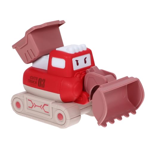 KOMBIUDA Cartoon Baustellenfahrzeug Modell Kleines Robustes für Jungen Langlebiger Roter Bagger aus Kunststoff Sicheres Baustellenauto für Sandkasten und Innenbereich von KOMBIUDA