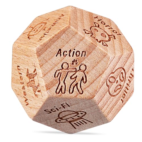 KOMBIUDA Dating-Würfel funnytoys Fun Toy Movie Night filmabend holzsteckwürfel Ideas Holzwürfel Paar-Spiel-Tool Entscheidung Valentinspaar Filmentscheider Holzstütze Buchsbaum von KOMBIUDA