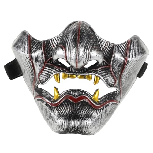 KOMBIUDA Demon Samurai Prajna Halbgesichtsmaske Cosplay Requisit Japanischer Dämon Halloween für Kostümparty Mysterious Halbmaske mit Realistischer Verarbeitung von KOMBIUDA