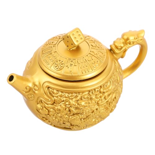KOMBIUDA Der Drache und der Phönix drehen den Henkel des Topfes Skulptur Tischplatte drinnen Retro Schreibtisch Szene deko für bücherregal Teekannendekorationen Teezubehör Legierung Golden von KOMBIUDA