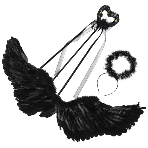 KOMBIUDA Devil Kostüm Halloween Outfit mit Schwarzem Federflügel Umhang Bühnenperformance Cosplay für Festliche Anlässe KOMBIUDA Devil Kostüm Halloween Outfit mit Schwarzem Federflügel Umhang Bühnenperformance Cosplay für Festliche Anlässe von KOMBIUDA