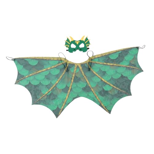 KOMBIUDA Dinosaurier Umhang Cosplay Kostüm mit Maske Grüner Halloween Umhang für Kostümparty Karneval Fasching Bühnenperformance von KOMBIUDA