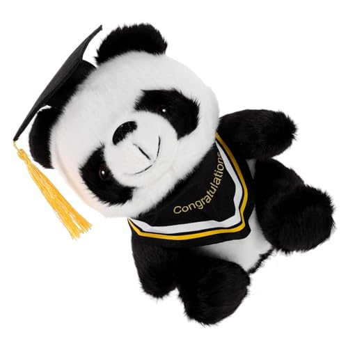 KOMBIUDA Doktor Panda Puppe Schlafzimmer Dekoration Pandabär Plüschtier schlafzimmerdeko - Plüschpanda Abschluss-Plüsch-Panda-Puppe Abschlusshut Plüschpanda Baumwolle Yellow von KOMBIUDA