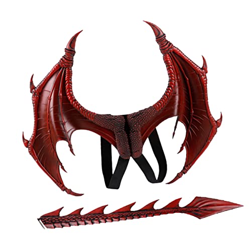 KOMBIUDA Drachenkostüm für verkleidung karnevalskostüme Cosplay Drachenflügel Kostüme für künstlicher Drachenflügel und Cosplay-Accessoire Halloween rot von KOMBIUDA