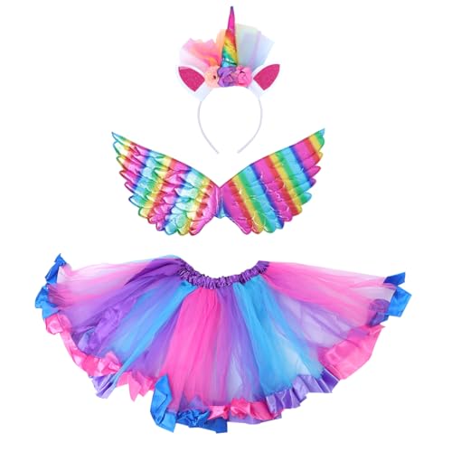 KOMBIUDA Einhorn Kostüm Mädchen Tüllrock mit Flügeln und Stirnband für Karneval Fasching Masquerade Party Verstellbar Cosplay Zubehör KOMBIUDA Einhorn Kostüm Mädchen Tüllrock mit Flügeln und Stirnband für Karneval Fasching Masquerade Party Verstellbar Cosplay Zubehör von KOMBIUDA