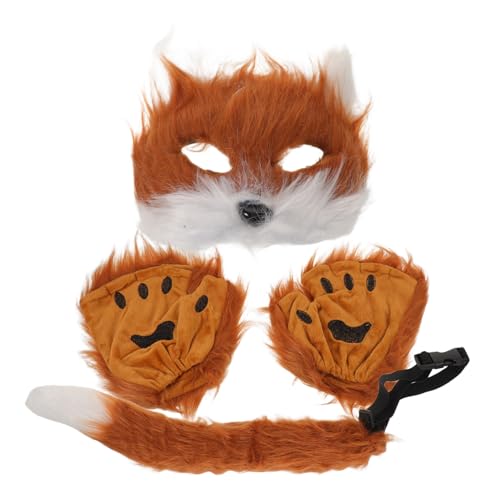 KOMBIUDA Fuchs-kostüm Set Plüsch Maske mit Passenden Handschuhen Weiches Atmungsaktives Cosplay Outfit für Halloween Rollenspiele Mottopartys Vielseitige Tierkostüm Accessoires für Mädchen von KOMBIUDA