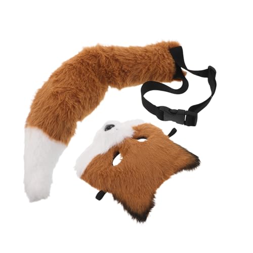 KOMBIUDA Fuchsmasken mit Leichtes Flauschiges Tierkostüm Zubehör Realistisch Gestaltete Maske und Fuchsschwanz für Cosplay Partys und Maskeraden von KOMBIUDA