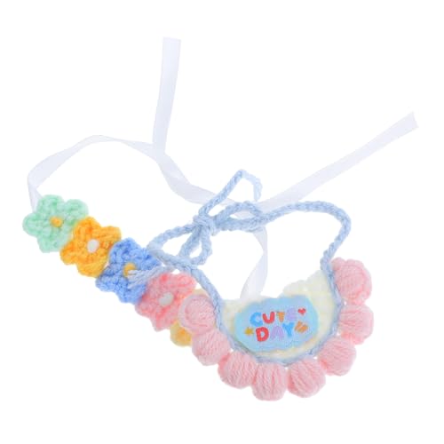 KOMBIUDA Gestricktes Puppen-Outfit mit Blüten-Stirnband und Spucktuch Weiches Kuschelspielzeug-Kleid für Puppen Dekoratives Accessoire für Stofftiere und Sammlerfiguren von KOMBIUDA