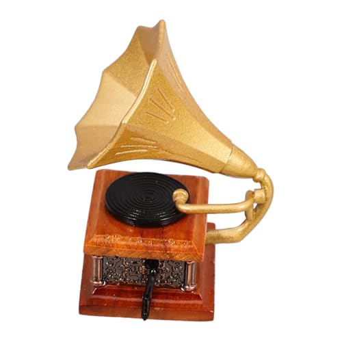 KOMBIUDA Mini Retro Phonograph Modell Vintage Puppenhaus Zubehör Resin Grammophon Deko Für Miniatur Craft Hochwertige Handarbeit Für Szenen Und Miniaturlandschaften von KOMBIUDA