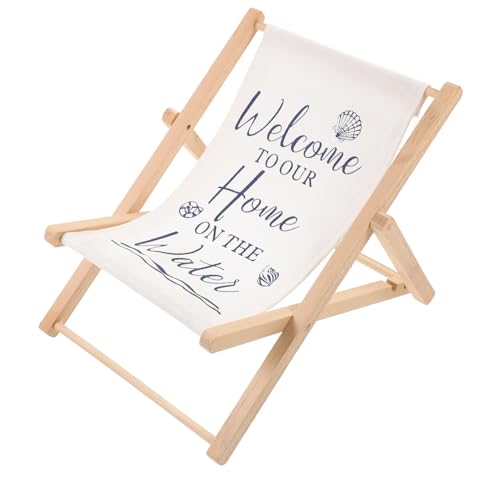 KOMBIUDA Großer Holz Strandliegestuhl Modell Mediterrane Deko für Wohnzimmer und Kinderzimmer Handgefertigte Holzskulptur mit Weißem Stoff und Muschel Stilvolle Wohnaccessoire von KOMBIUDA