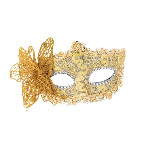 KOMBIUDA Halbgesichts Masquerade Spitzenmaske mit Schmetterlingsdesign Goldfarbene Venezianische Maskerade für Damen Modisches Kostümzubehör für Maskenball Fasching Halloween und Karneval KOMBIUDA Halbgesichts Masquerade Spitzenmaske mit Schmetterlingsdesign Goldfarbene Venezianische Maskerade für Damen Modisches Kostümzubehör für Maskenball Fasching Halloween und Karneval von KOMBIUDA