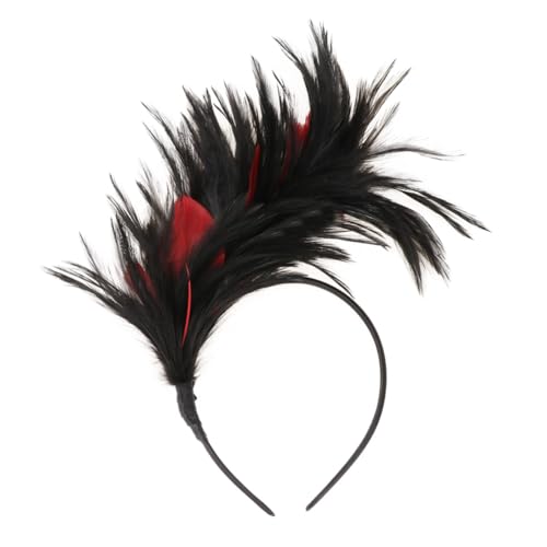 KOMBIUDA Halloween Federschmuck Haarreif Damen Haarband Masquerade Kopfschmuck Party Karneval Tanz Ball Zubehör Schwarz Rot von KOMBIUDA