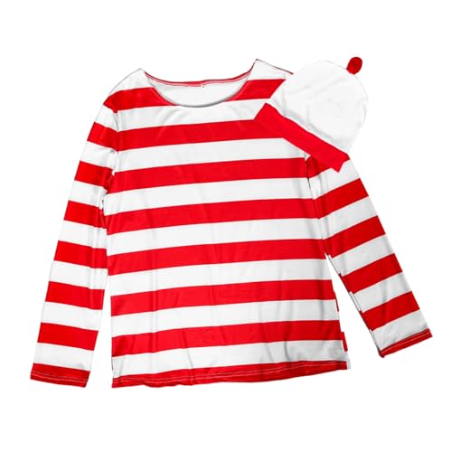 KOMBIUDA Halloween Kostüm Gestreiftes Langarmshirt mit Hut Lustiges Cosplay Shirt für Männer und Frauen Atmungsaktives Strapazierfähiges Material Komplettset für Halloween Party und KOMBIUDA Halloween Kostüm Gestreiftes Langarmshirt mit Hut Lustiges Cosplay Shirt für Männer und Frauen Atmungsaktives Strapazierfähiges Material Komplettset für Halloween Party und von KOMBIUDA