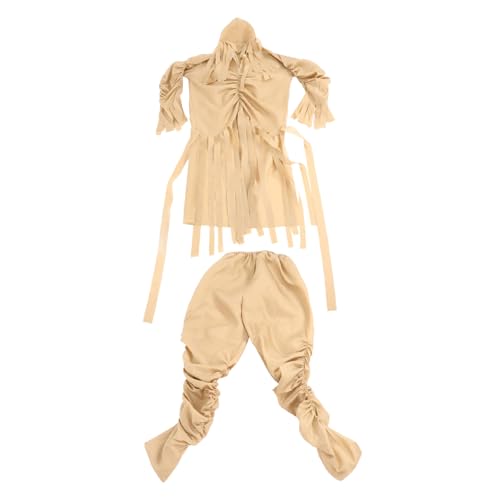 KOMBIUDA Halloween Mumienkostüm für Erwachsene Masquerade Show Kostüm mit Zerrissenen Ärmeln und Hose Beige Polyester Halloween Kostüm für Horror Party und Charakterdarstellung von KOMBIUDA