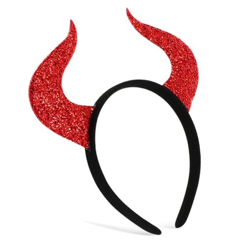 KOMBIUDA Halloween Stirnband Dämonen Hörner Haarschmuck Verstellbar Weiches Stoff Kopfstück Party Kostüm Zubehör für Erwachsene und Cosplay von KOMBIUDA