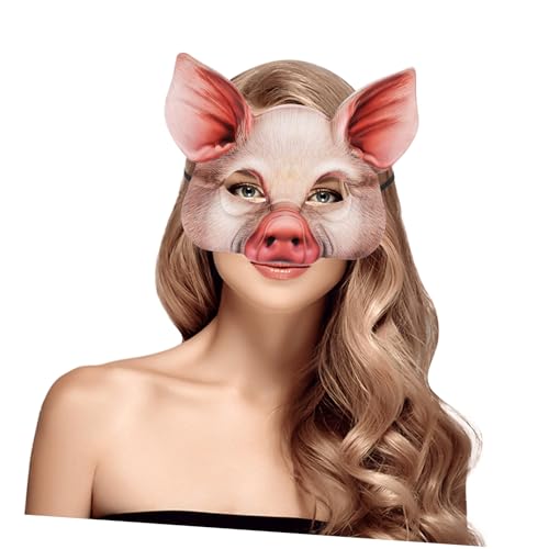 KOMBIUDA Halloween Tiermaske Schwein Halbgesichts-maske für Erwachsene Atmungsaktiv Leicht Lustiges Kostüm für Karneval Party Cosplay und Halloween-festival von KOMBIUDA