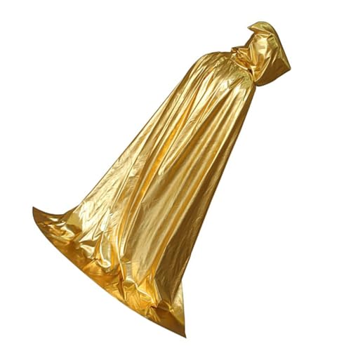 KOMBIUDA Halloween Umhang mit Kapuze Unisex Glänzend Goldfarbener Cosplay Umhang Modisch und Komfortabel für Damen und Herren Halloween Kostüm Zubehör für Gruselige Party Atmosphäre von KOMBIUDA