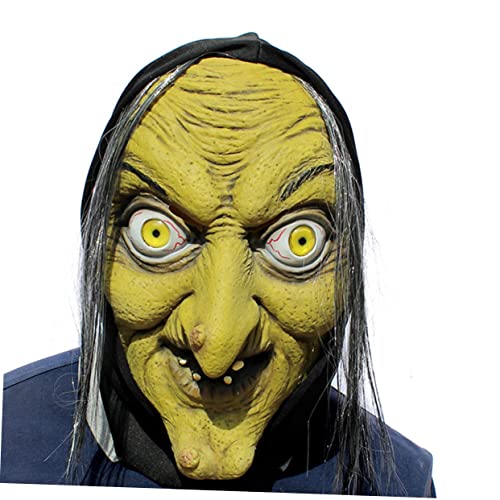 KOMBIUDA Halloween-Requisiten Abschlussball Maske Hexenkostüm für Damen böse maske kostüm zubehör hässliche maske Latex Hexenmaske mit grünem Gesicht Halloween-Maske Emulsion bilden von KOMBIUDA