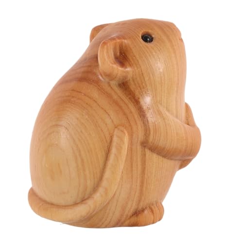 KOMBIUDA Holzschnitzerei Hamsterfigur Tierstatue Holzdekor Für Haushalt Geschnitztes Ornament Tierdekoration Holzspielzeug von KOMBIUDA