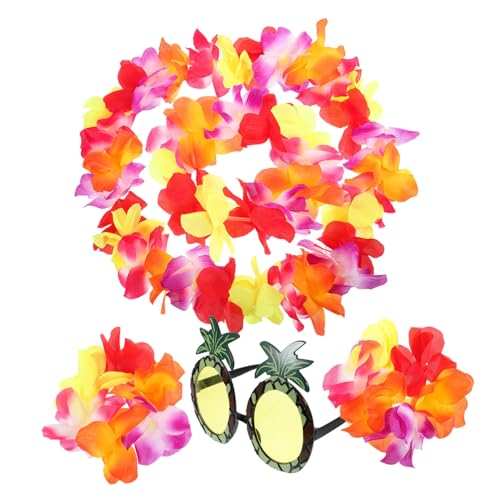 KOMBIUDA Hawaii Party Großer Bunter Blumenkranz Stirnband Ananas Sonnenbrille Armband Halskette Tropische Kostüm Accessoires für Sommer Strand Party KOMBIUDA Hawaii Party Großer Bunter Blumenkranz Stirnband Ananas Sonnenbrille Armband Halskette Tropische Kostüm Accessoires für Sommer Strand Party von KOMBIUDA