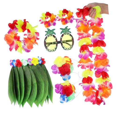 KOMBIUDA Hawaiian Kostüm Set Teiliges Tropisches Luau Outfit mit Realistischem Grasrock Farbigen Armbändern Stirnband Ananas Sonnenbrille für Sommerparty KOMBIUDA Hawaiian Kostüm Set Teiliges Tropisches Luau Outfit mit Realistischem Grasrock Farbigen Armbändern Stirnband Ananas Sonnenbrille für Sommerparty von KOMBIUDA