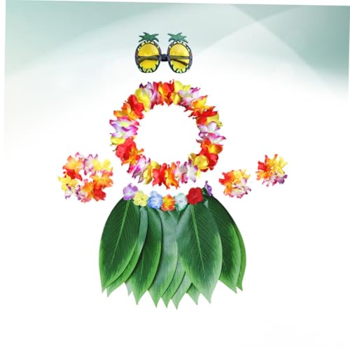 KOMBIUDA Hawaiian Luau Kostüm Set Teiliges Tropisches Party Outfit mit Realistischer Rock Bunter Blumen Halskette Armbändern Stirnband und Ananas Sonnenbrille für Sommerparty KOMBIUDA Hawaiian Luau Kostüm Set Teiliges Tropisches Party Outfit mit Realistischer Rock Bunter Blumen Halskette Armbändern Stirnband und Ananas Sonnenbrille für Sommerparty von KOMBIUDA