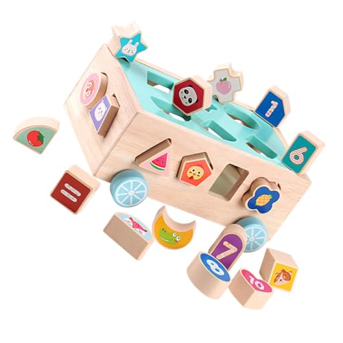 KOMBIUDA Holz Montessori Formensortierwagen für Vorschulkinder Kognitive Entwicklung Handwerkliche Spielzeuge Fach Design für Kreatives Lernen und Eltern Interaktion von KOMBIUDA