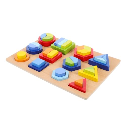 KOMBIUDA Holz Puzzle für Montessori Geometrische Formen Frühpädagogisches Lernspielzeug Glatte Oberfläche Sicheres Motorikspielzeug für Jungen und Mädchen Teiliges von KOMBIUDA