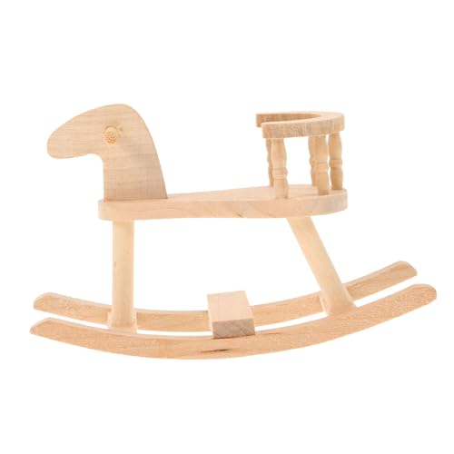 KOMBIUDA Holz Retro Puppenhaus Prop Mini Schaukelpferd Puppe Schaukelpferd Modelle von KOMBIUDA