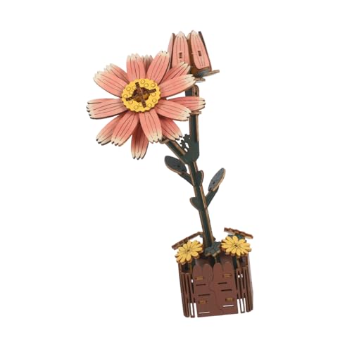 KOMBIUDA Holzpuzzle Blumen DIY Blumenbausatz 3D Blumen Bastelset Blumenpuzzle DIY Holzblumenvase Puzzle Bastelpuzzle Puzzle Basteln von KOMBIUDA