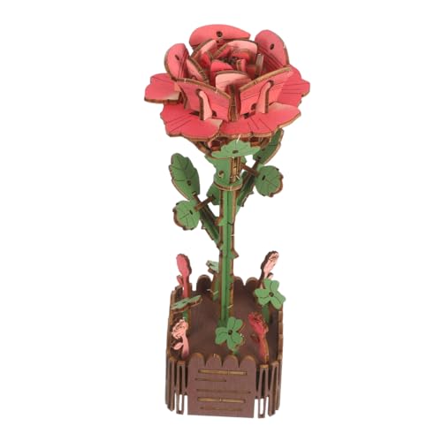 KOMBIUDA Holzpuzzle Blumen Holzmodellbausatz Für Erwachsene Dekorativer Blumenstrauß Holzblumen Mit Vase Muttertagsgeschenk Holzrosenpuzzle Schreibtischdekor Blumen Blumenhandwerk von KOMBIUDA