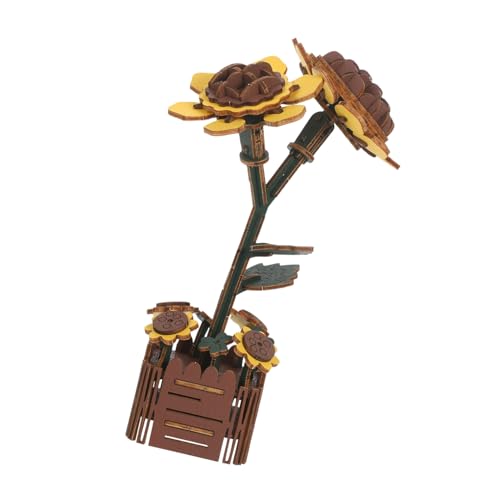 KOMBIUDA Holzpuzzle Blumen Sonnenblumen Bastelset Für Erwachsene DIY Holzpflanzendekor Sonnenblumen Spielzeugbausatz Puzzle 3D Blumenmodell Bastelset Holz von KOMBIUDA