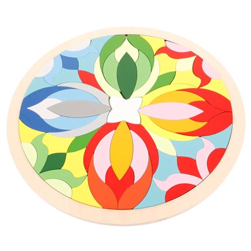 KOMBIUDA Holzpuzzle Mandala Regenbogen für Geometrisches Lernspiel Kreativität Problemlösung und Teamarbeit Sicher mit Glatter Oberfläche und Abgerundeten Ecken von KOMBIUDA