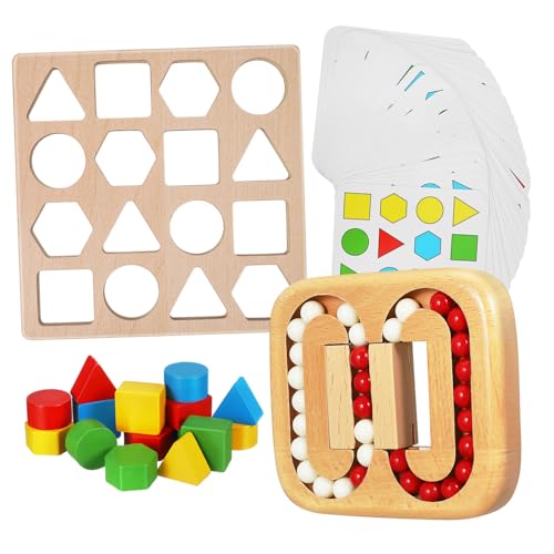 KOMBIUDA Holzpuzzle für Senioren Geometrische Formen Labyrinth Memory Spiel Kognitive Denkspiele mit Drehbaren Elementen für Erwachsene zur Gedächtnisförderung und Gemeinschaftlichen von KOMBIUDA