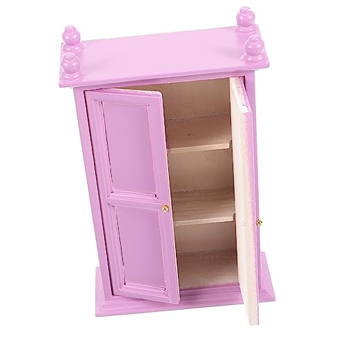 KOMBIUDA Holzschmuck Selber Machen Spaß Puppenhaustüren Puppenhaus-schlafzimmermöbel Miniatur Häuser Menschen Kleiner Kleiderschrank Aus Holz Hölzern Violett von KOMBIUDA