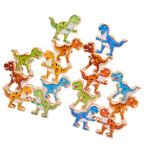KOMBIUDA Holzspielzeug Dinosaurier für Kleinkinder Montessori Dinosaurier Stapelspielzeug Feinmotorik und Konzentration Interaktives für Jungen und Mädchen von KOMBIUDA