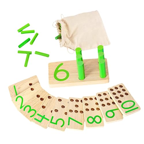 KOMBIUDA Holzspielzeug Zahlen Lernspiel Montessori Mathe Förderndes Rechen für Frühkindliche Bildung Bunte Zählsteine Holz für Vorschule Kindergarten von KOMBIUDA