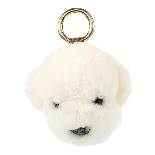 KOMBIUDA Hündchen-Puppe-Anhänger Beiß für Welpen Quietschendes Hundespielzeug Hundezubehör plüschhund car Decoration Taschen-Plüsch- entzückender Hundeplüsch Hardware- Weiß von KOMBIUDA