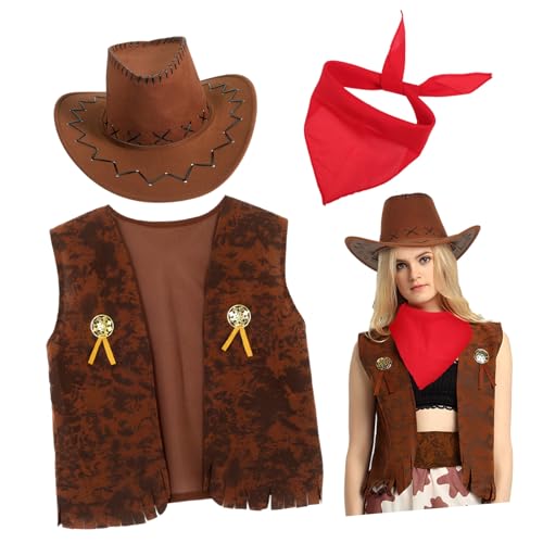 KOMBIUDA Jeans Tanzkostüme Cowboy Weste Jungenkostüm Wild-West-kostüm Für Frauen Westliche Partygeschenke Cowgirlhut Für Männer Bandanas Für Frauen Männer Cowgirl-kostüm Brown Plastik KOMBIUDA Jeans Tanzkostüme Cowboy Weste Jungenkostüm Wild-West-kostüm Für Frauen Westliche Partygeschenke Cowgirlhut Für Männer Bandanas Für Frauen Männer Cowgirl-kostüm Brown Plastik von KOMBIUDA