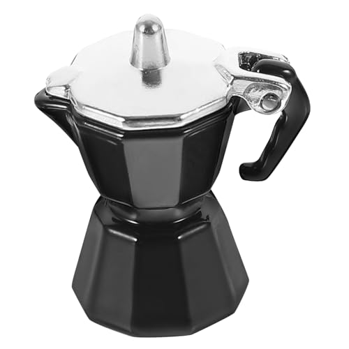 KOMBIUDA Kaffeekanne Puppenmaschine Mini Tragbares Süßes Küchenzubehör Tassen Puppengeräte Kaffeekannen Herdplatte Herdplatte Kaffeemaschine Puppenhaus Schwarze Legierung von KOMBIUDA