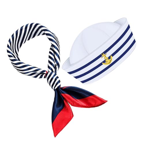 KOMBIUDA Kapitänshutschalanzug Matrose erste Dressing Kapitänsmütze Kapitäne nautisch Narrenkappe Yachtzubehör Seemann Kostüm Hut für Erwachsene Yacht-Outfit Damen Fursuit Polyester von KOMBIUDA