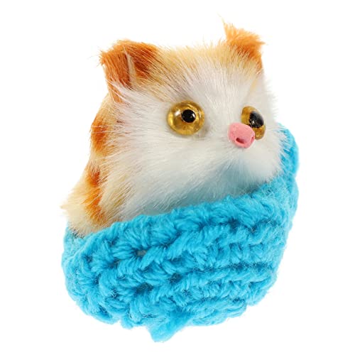 KOMBIUDA Katzenschmuck Lebensechtes Katzenstofftier Mini-kuscheltiere Ausgestopftes Tierspielzeug Katzenspielzeug Kuscheltier Katze Miniaturkatze Simulation Kat Wollkatze Miniatur Garn Blue von KOMBIUDA
