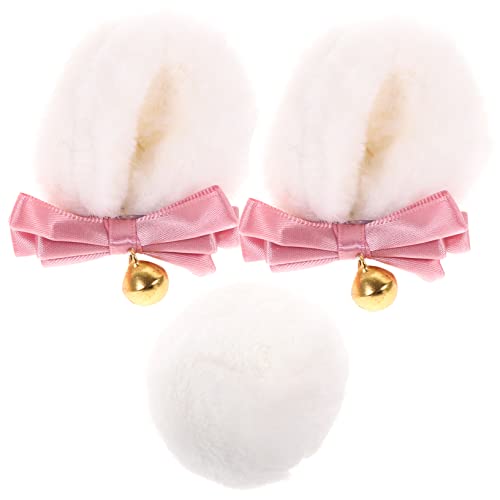 KOMBIUDA Kawaii Bärenohren Haarclips und Bärenschwanz Set aus Bequemes Cosplay Kostüm Zubehör für Damen für Halloween Mottoparty und Verkleidung von KOMBIUDA