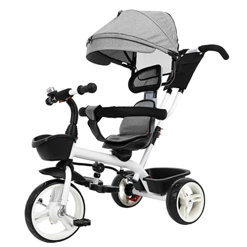 KOMBIUDA Kinderdreirad mit Sonnendach Verstellbar Leichtes Sicheres Kinderfahrrad für Kleinkinder Tragbar Robustes Metall und Kunststoffgestell Komfortabler Sitz für Jungen und Mädchen von KOMBIUDA