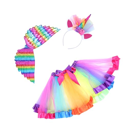 KOMBIUDA Kinderkostüm Einhorn Haarreif mit Regenbogenflügeln und Tüllrock Farbenfrohes Party Outfit für Mädchen für Karneval Bühnenauftritte und Festlichkeiten KOMBIUDA Kinderkostüm Einhorn Haarreif mit Regenbogenflügeln und Tüllrock Farbenfrohes Party Outfit für Mädchen für Karneval Bühnenauftritte und Festlichkeiten von KOMBIUDA
