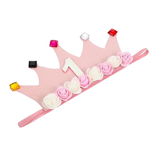 KOMBIUDA Kinderstirnband Geburtstagskrone Haarband Kindermütze Geburtstagsabzeichen Geburtstagsschärpe Für Mädchen Geburtstagskrone Haarband Haube Für Mini Geburtstagshüte Kronen Für Rosa von KOMBIUDA