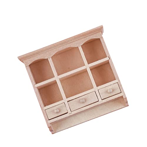 KOMBIUDA 1/12 Simulierter Mini-holzwandschrank Holzornament Kleine Möbel Für Puppenhauszubehör Miniatur-schrankfiguren Spielzeug Satz von KOMBIUDA